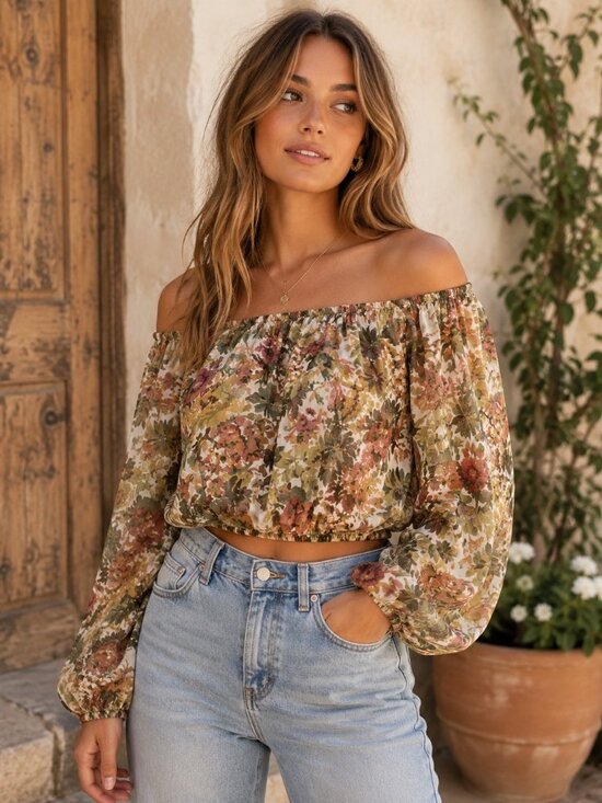 Show Me Your MuMu Tops - Show Me Your Mumu Lima Scrunch Top Floral Off Shoulder Boho Medium